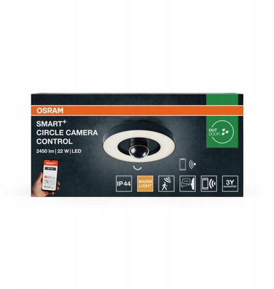 Llambë e jashtme smart OSRAM SMART+ CIRCLE, WiFi, kamerë HD, grafit