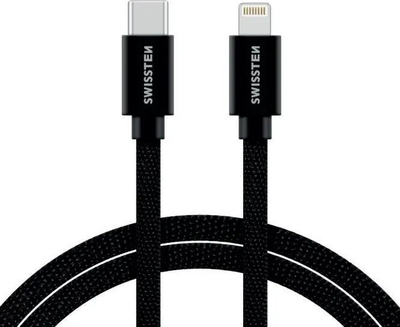 Kabllo të dhënash Swissten USB C në Lightning, 2m, 3A, e zezë