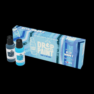 Set bojërash akrilike Scale75 Drop & Paint Blue Moon 2, nuanca blu, për miniatura