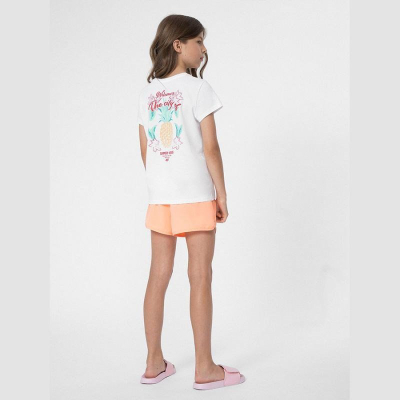 Shorce sportive për goca 4F 4FJSS23UBDSF033, teknologji 4F Dry, brez elastik, portokalli neon