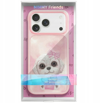 Mbajtëse telefoni Nimmy Big Eyed Pet 2.0 Dog për iPhone 17 Pro Max, rozë