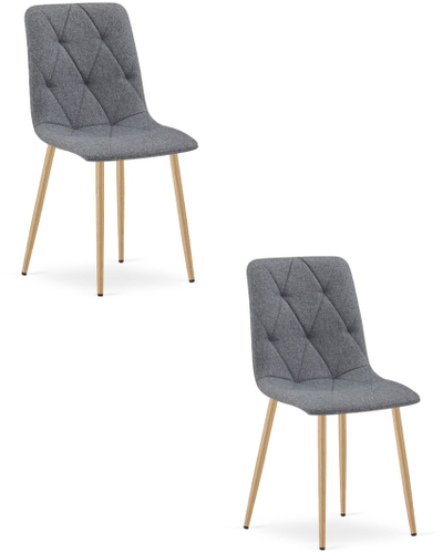Set karrigesh Libra, tekstil gri e errët, këmbë ngjyrë druri, 2 copë