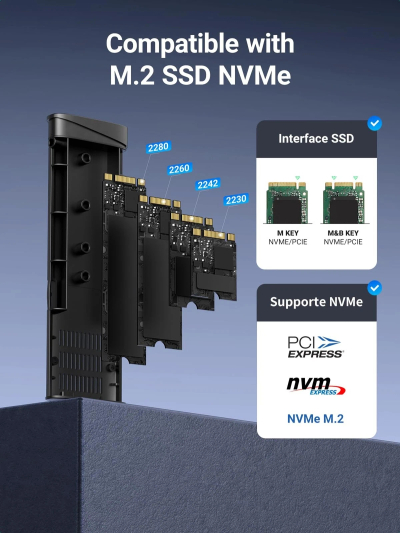 Kuti e jashtme SSD UGREEN M.2 NVMe, USB 3.2 Gen 2 10Gbps, M Key B Key, gri