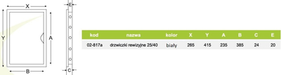 Derë inspektimi AirRoxy Plastic ABS 250x400, plastike e fortë, e bardhë