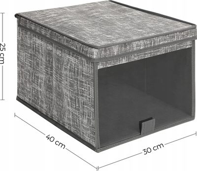Kuti për rregullim dollapi, set 3 copë, 30 x 40 x 25 cm, gri
