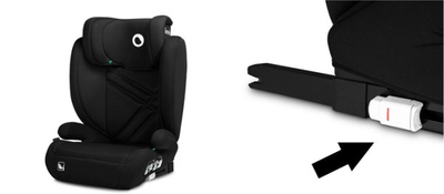 Sedilje auto Lionelo Hugo I Size, ISOFIX, për fëmijë 4 12 vjeç, e zezë me të kuqe