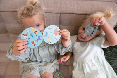 Тркалезна друштвена игра Fat Brain Toys Compact Matching Game Raccoon, за возраст 6 12 години, компактна, многубојна