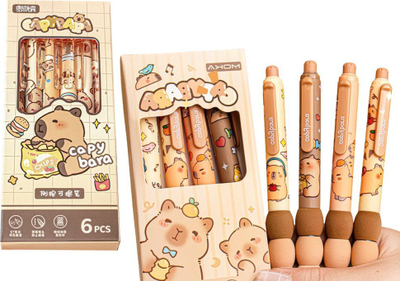 Set stilolapsash Capybara, 6 copa, bojë e kaltër, shumëngjyrësh