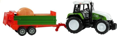 Lodër traktor me rimorkio Leantoys, 65 cm, plastikë, jeshil e portokalli