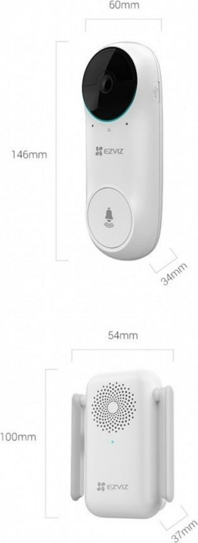 Videodomofon Ezviz DB2C Kit, i bardhë