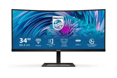 Монитор Philips E Line 346E2CUAE/00, 34\", WQHD+ ЛЦД, црн