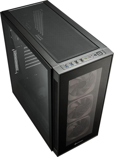 Kasë për kompjuter Sharkoon TG6, RGB, ATX, e zezë