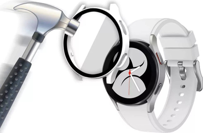 Mbrojtëse Strado 2 në 1 për Galaxy Watch 4 44mm, kasë me xham të temperu, e zezë