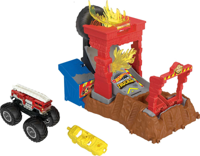 Set lojërash Mattel Hot Wheels Launcher HNB90, Monster Trucks, me pistë, shumëngjyrësh
