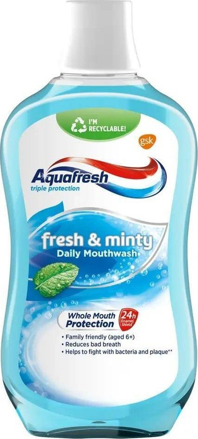 Shplarës goje Aquafresh Fresh and Minty, 500 ml, pa alkool