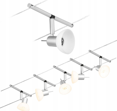 Sistem drite me kabllo Paulmann Wire Sheela, 5 spot-e, 5 m, krom