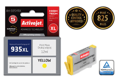 Ngjyrë për printer Activejet AH-935YRX (zëvendësim për HP 935XL C2P26AE), 12 ml, e verdhë