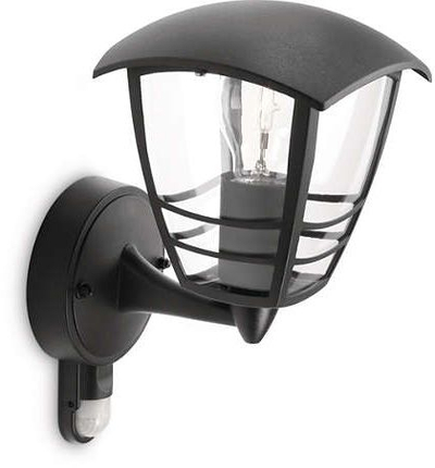 Aplikë muri për jashtë Philips CreekUP me sensor levizje, 1xE27 60W, IP44, e zezë
