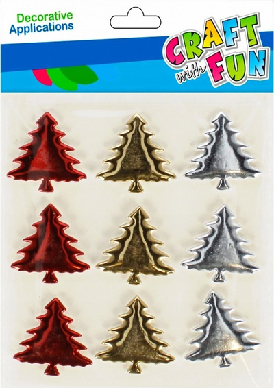 Stickers dekorativë për Krishtlindje Craft with Fun Christmas Tree, set 9 copë, efekt metalik, shumëngjyrësh