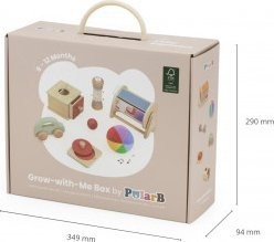 Сет развојни играчки PolarB Baby Box, 0–18 месеци, Монтесори, повеќебоен