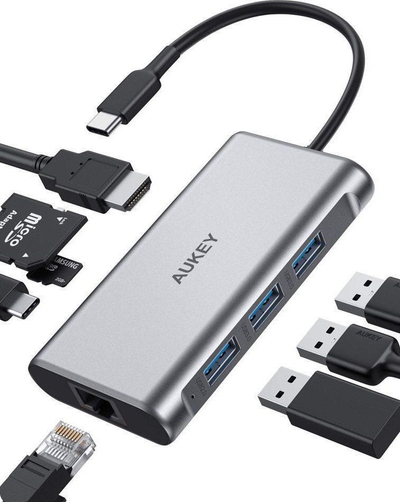 Docking Station Aukey (CB-C91) 8 në 1, i hirtë