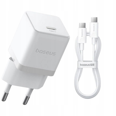 Полнач за ѕид Baseus P10111605213 30W, 1x УСБ Ц, бел