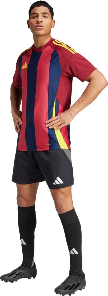 Fanellë sporti Adidas Striped 24 JSY M, AEROREADY, poliester 100%, e kuqe blu e errët e verdhë