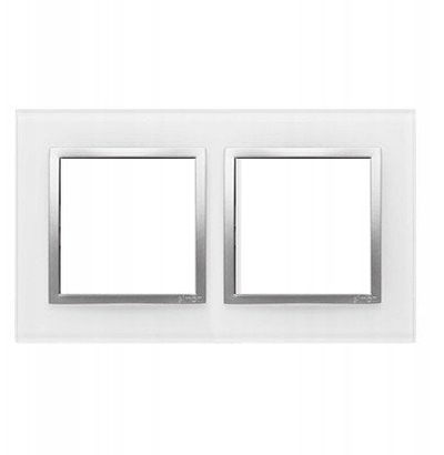 Kornizë xhami elektrike Simon 54 Nature 2-gang, montim horizontal dhe vertikal, Silver Pearl