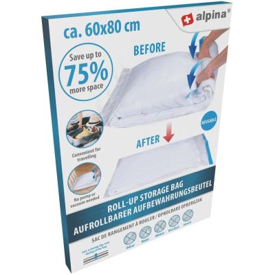 Qese vakum për rroba Alpina Roll Up, 60x80cm, ripërdorueshme, transparente