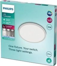 Plafonierë Philips SuperSlim LED, 24.5 cm, 4000K, IP44, e bardhë
