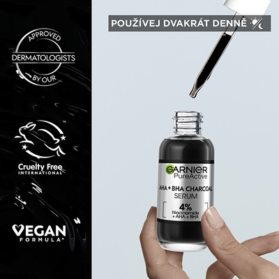 Serum për fytyrë Garnier AHA + BHA Charcoal, 30 ml