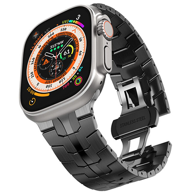 Rrip 4wrist Iron Man Steel Strap për orë Apple 42/44/45/49 mm, i zi