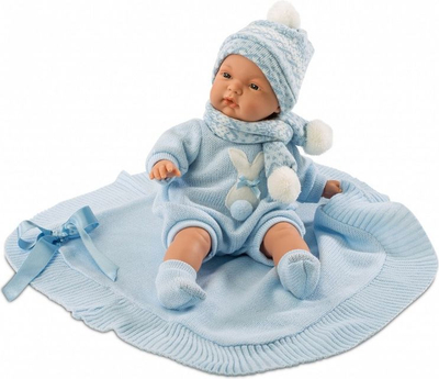 Kukull bebe Llorens Llorones Joel, trup i butë, 38 cm, blu e çelët