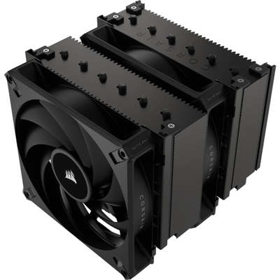 Ладилник за процесор CORSAIR A115 Twin Tower Air, два вентилатори, компатибилен со AMD Intel, црн