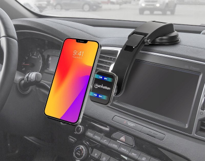 Mbajtëse magnetike makine Manhattan Universal, për telefon, rrotullim horizontal edhe vertikal, e zezë