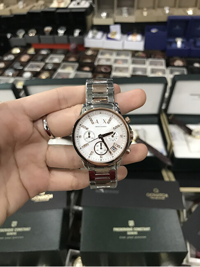 Orë dore për femra Armani Exchange AX4331, e argjendtë/artë