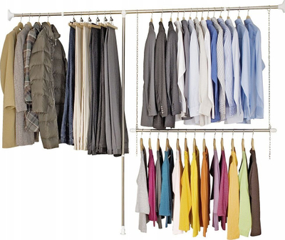 Sistem teleskopik garderobe Wenko, 3 pjesë, 150-250 cm, argjend