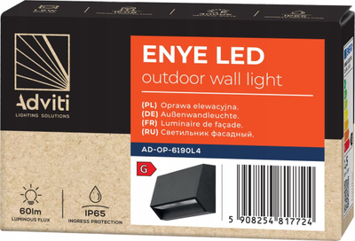 Ndriçues fasadë ADVITI Enye AD-OP-6190L4, 1.5W, LED SMD, IP65, gri