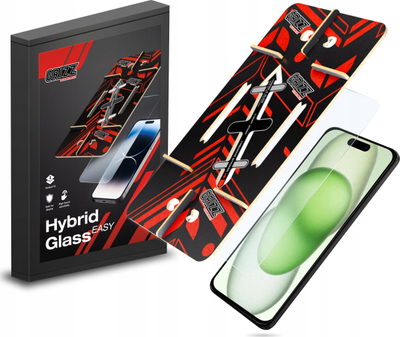 Xham mbrojtës hibrid GrizzGlass HybridGlass Easy për Apple iPhone 15 Plus, i tejdukshëm