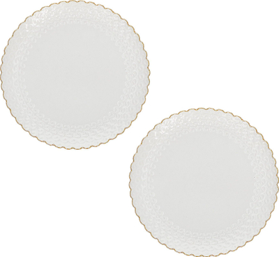 Set pjata ëmbëlsire La Porcellana Bianca Momenti Oro, 18 cm, porcelan, të bardha me buzë ari