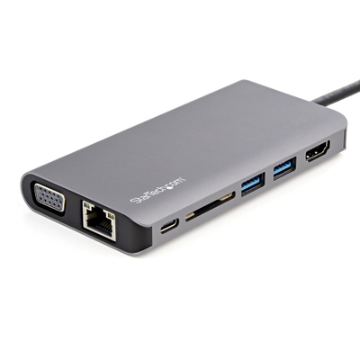 Përshtatës shumëportësh Startech, USB-C, HDMI/VGA, 100W, gri