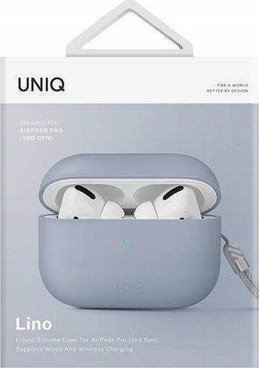 Mbulesë silikoni Uniq Lino për AirPods Pro, mbrojtëse, blu