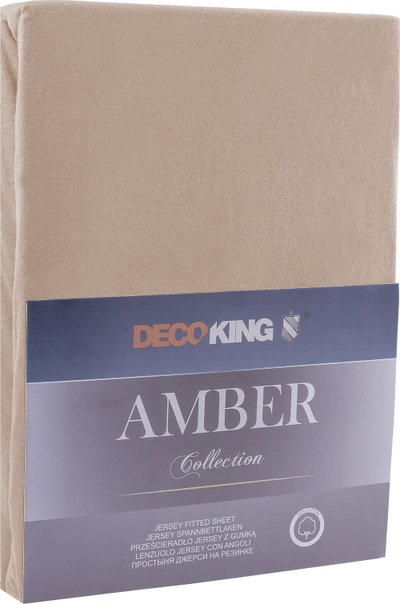 Çarçaf me lastik DecoKing Amber Collection, pambuk, 200x220 cm, ngjyrë kapuçino