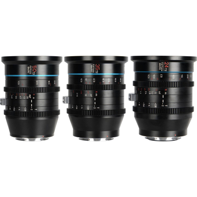 Set objektivë cine Sirui Jupiter, 24mm 35mm 50mm T2, full frame, montim Canon EF, i zi