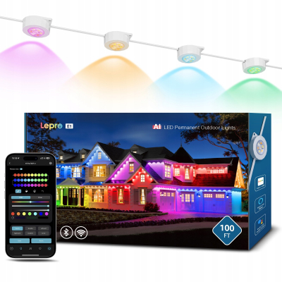 Lampë sofi LED Luminex Lepro E1-60, shumëngjyrëshe, për jashtë, e bardhë