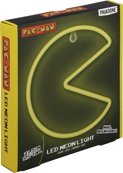 Dritë murale Pac Man LED Neon për mur, 21.5 cm, me USB, e verdhë