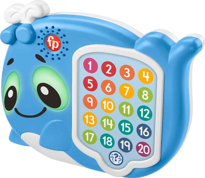 Lodër interaktive Fisher-Price Linkimals balena, 20 butona, 120 tinguj, blu