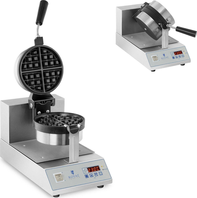 Aparat për waffle Royal Catering RCWM-1300-RE, 1300W, pjatë 18cm, ngjyrë argjend