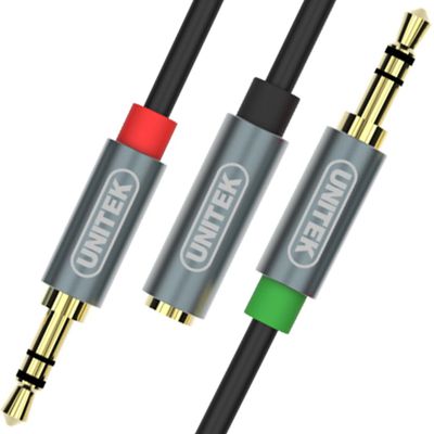 Kabllo Unitek- Jack 3.5mm x2 (Y-C957ABK),0.2m,e zezë