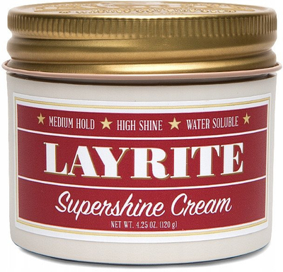 Krem flokësh Layrite Supershine Hair Cream, me shkëlqim të fortë, 4.25 oz